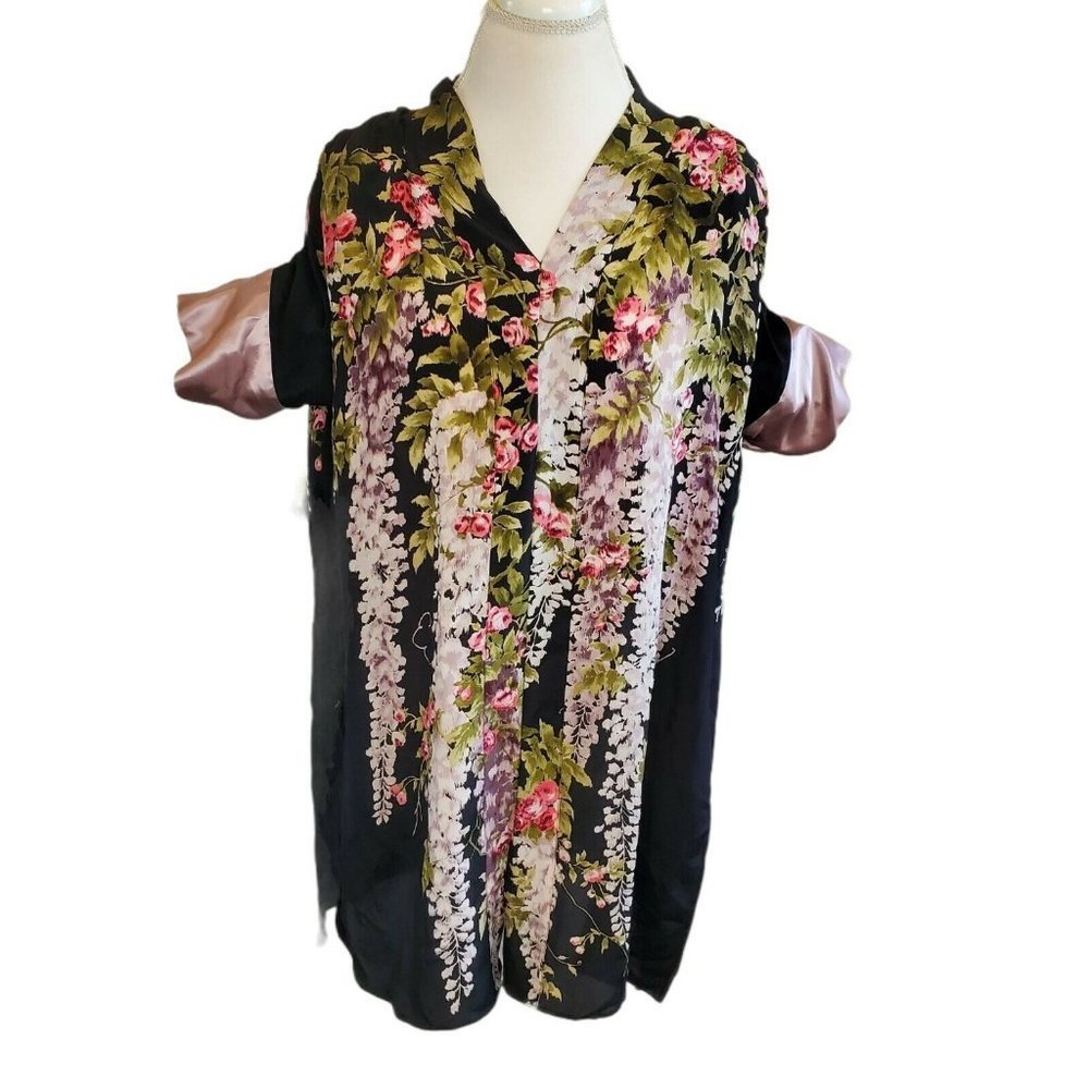 Victoria‎ Secret Kaftan Mumu Floral Black Purple